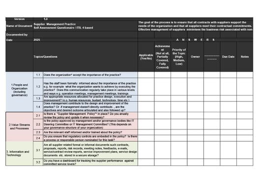 Third party management audit excel sample